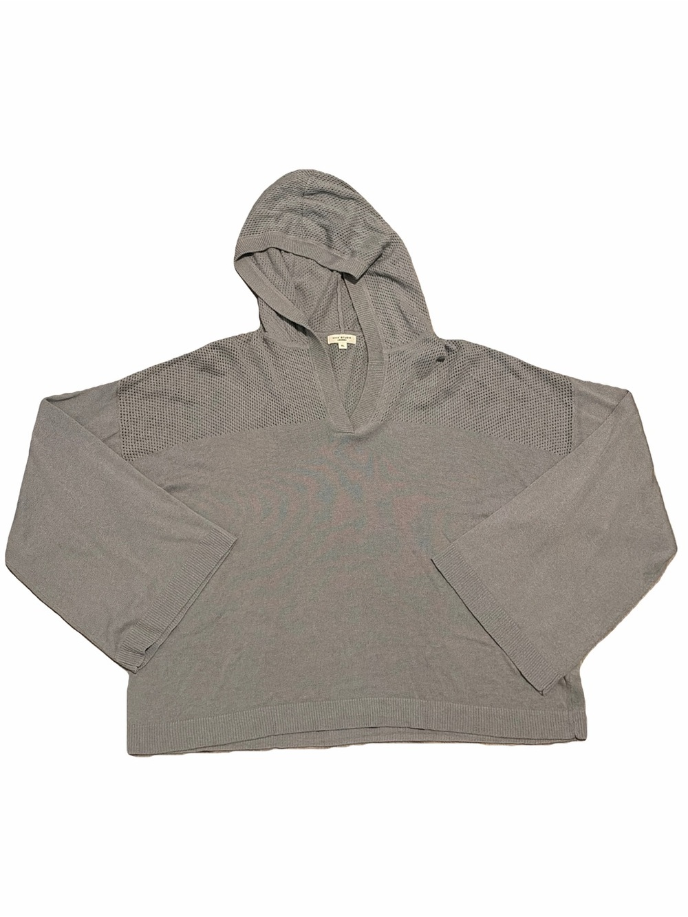 Max Studio Gray Knit Hooded Pullover Sweater
